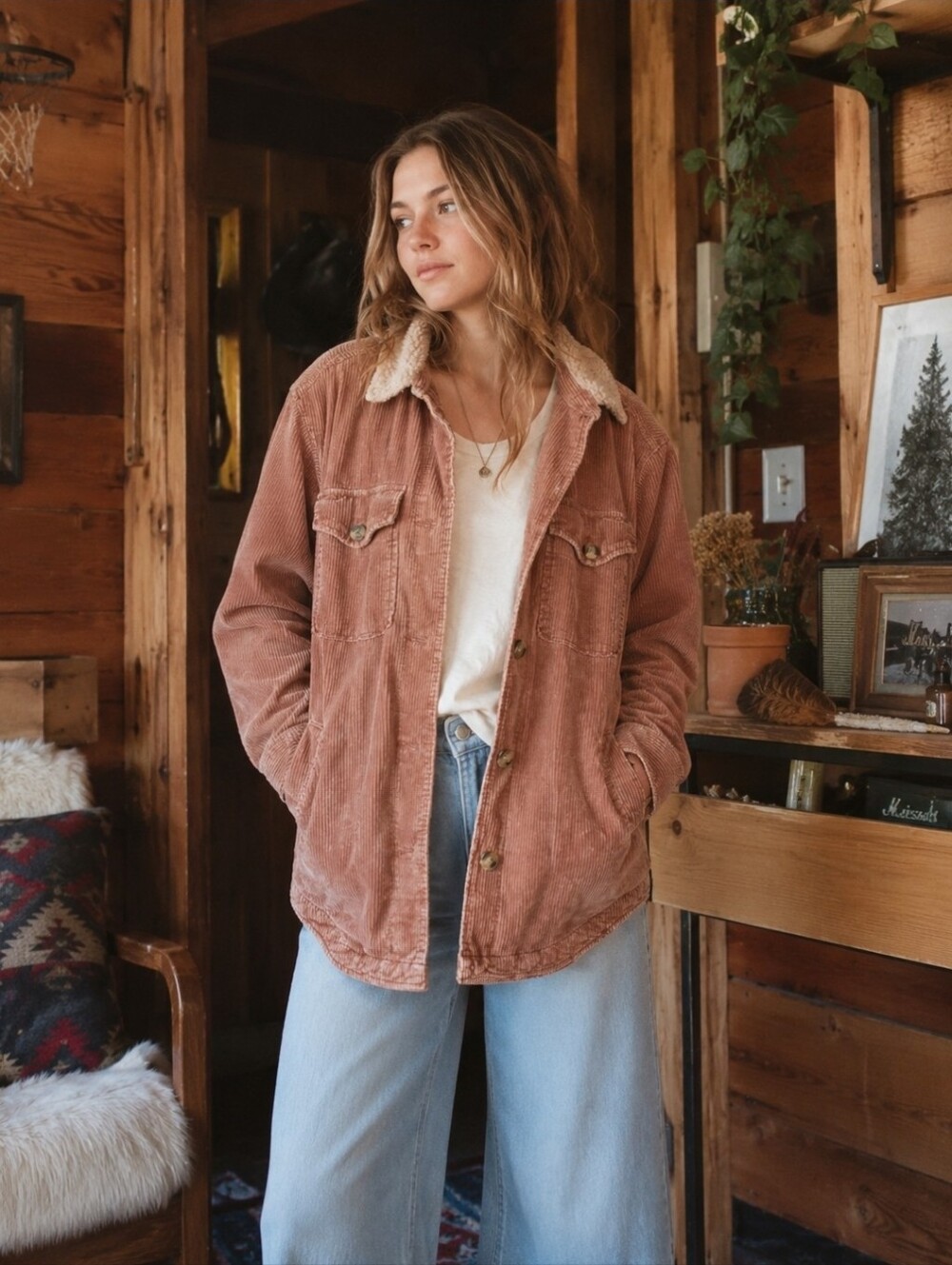 American Eagle Corduroy Lined Shacket - Picture 1 of 8